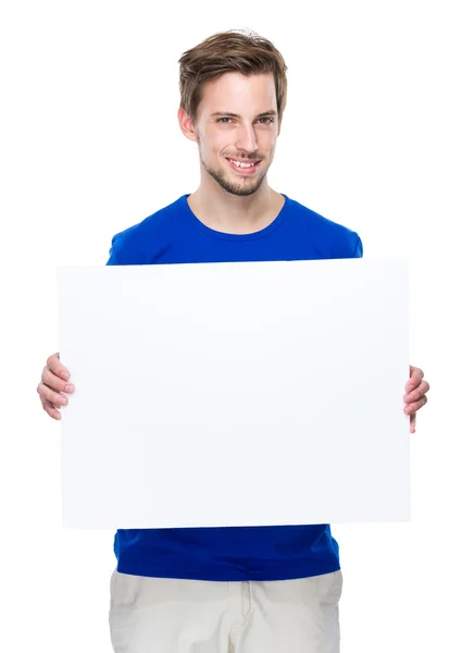 Homme tenir avec le tableau blanc — Photo