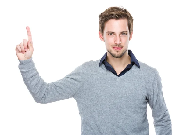 Man with finger up — Stock Photo, Image