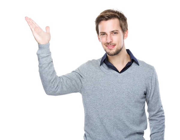 Man with hand presentation — Stock Photo, Image