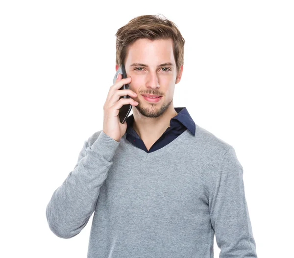 Man talk to mobile phone — Stock Photo, Image