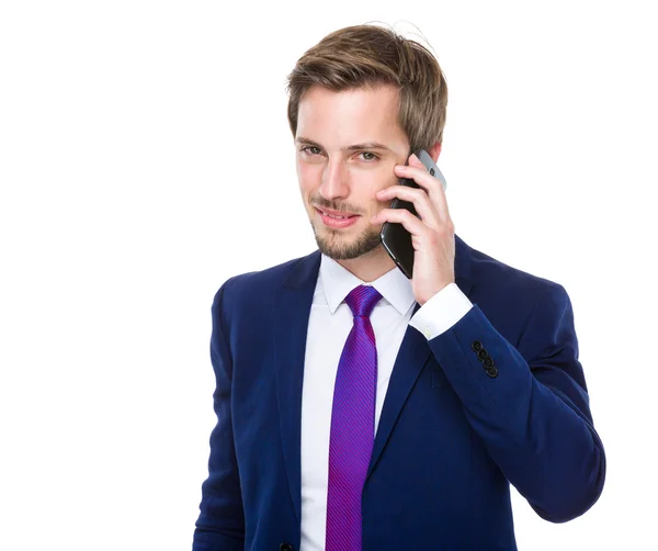 Caucasian man use mobile — Stock Photo, Image