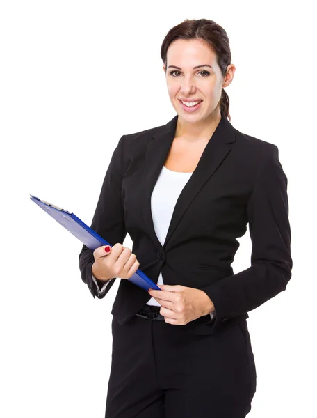 Businesswoman hold clipboard — Stock Photo, Image