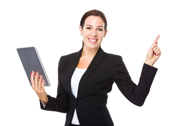 Caucasian businesswoman with tablet — Stock Photo, Image