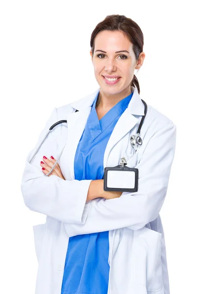 Female doctor crosshand — Stock Photo, Image