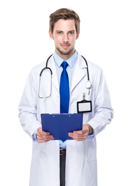 Medical doctor with clipboard Stock Image