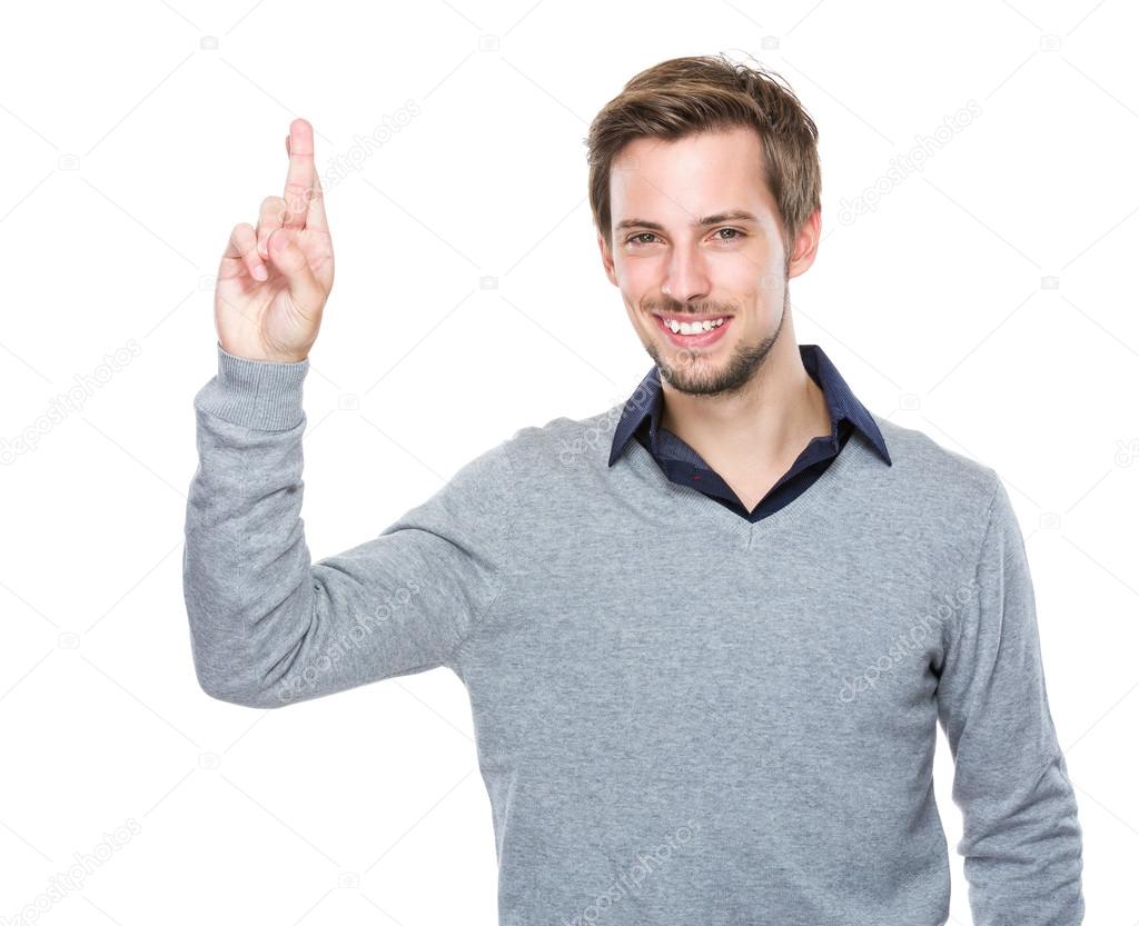Caucasian man hand with finger crossed