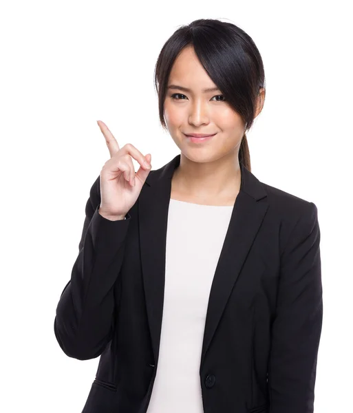 Businesswoman with finger point out — Stock Photo, Image