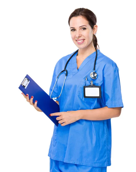 Female doctor hold clipboard — Stock Photo, Image