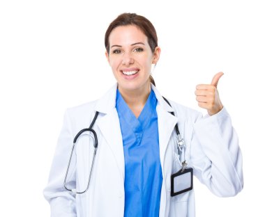 Doctor woman with thumb up clipart