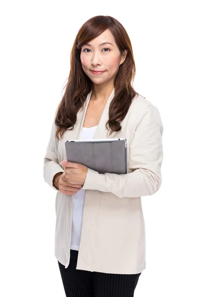 Mature woman with tablet — Stock Photo, Image