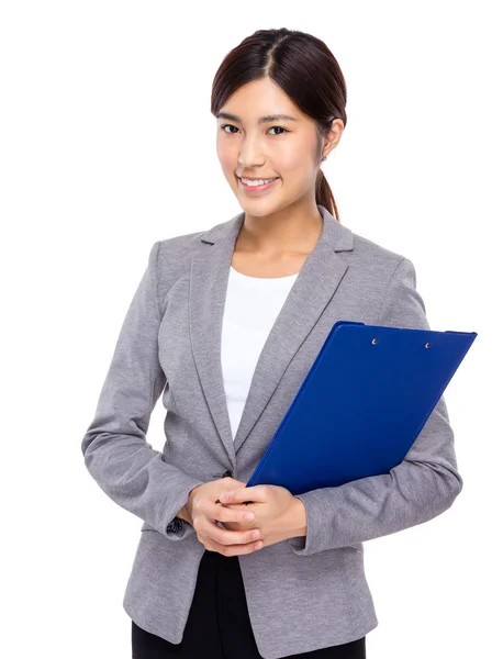 Businesswoman with clipboard — Stock Photo, Image