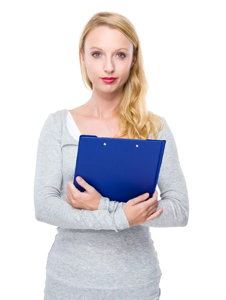 Woman hold clipboard — Stock Photo, Image