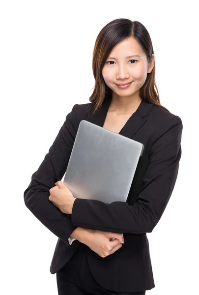 Asian businesswoman with laptop — Stock Photo, Image