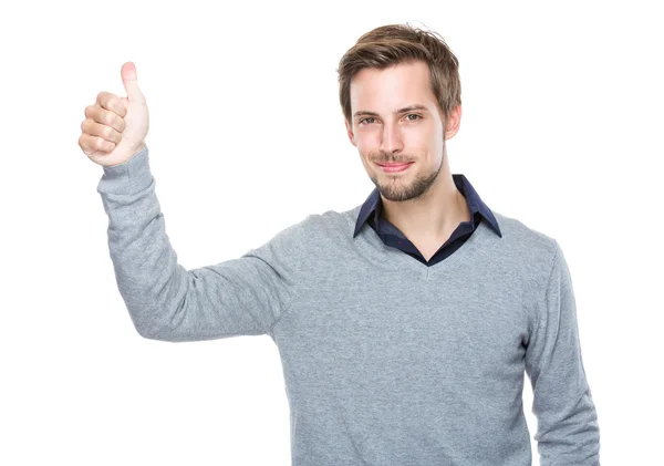 Caucasian man with thumb up — Stock Photo, Image