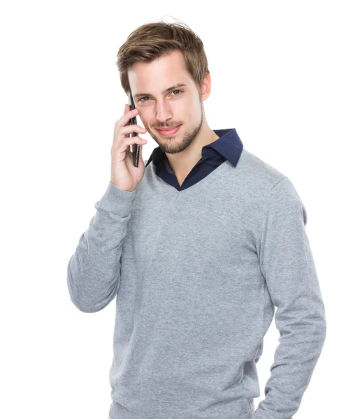 Man talk to mobile phone — Stock Photo, Image