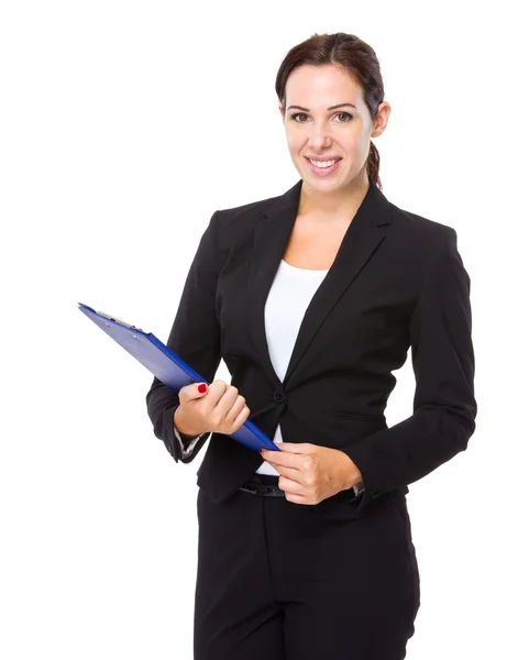 Businesswoman with clipboard — Stock Photo, Image