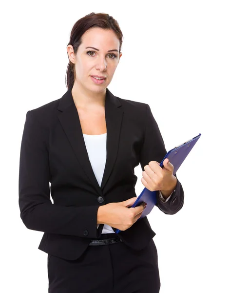 Business woman with clipboard — Stock Photo, Image