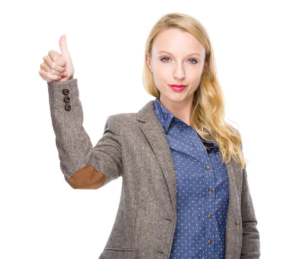 Caucasian woman with thumb up — Stock Photo, Image