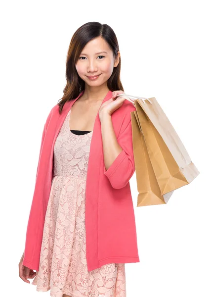 Donna asiatica con shopping bag — Foto Stock