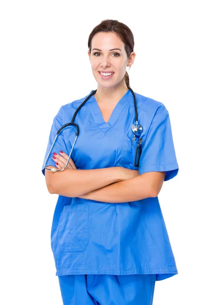 Femme médecin avec stéthoscope — Photo