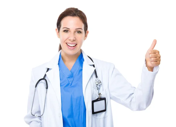 Médica com polegar para cima — Fotografia de Stock