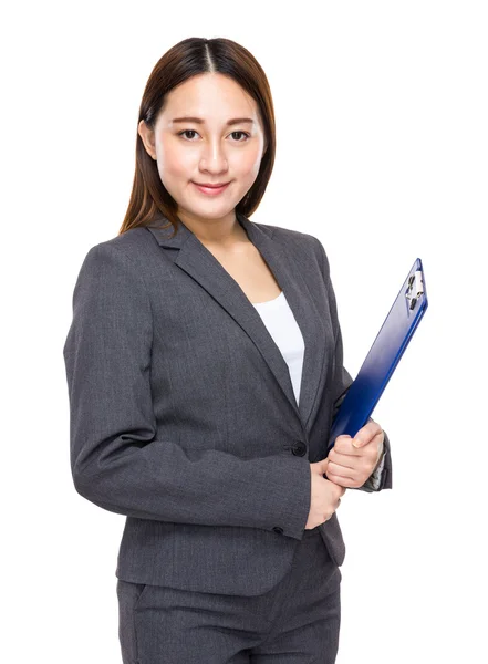 Business woman with clipboard — Stock Photo, Image