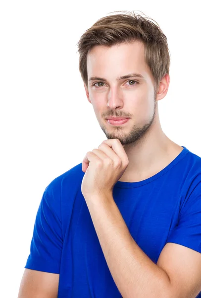 Young man in blue shirt — Stock Photo, Image