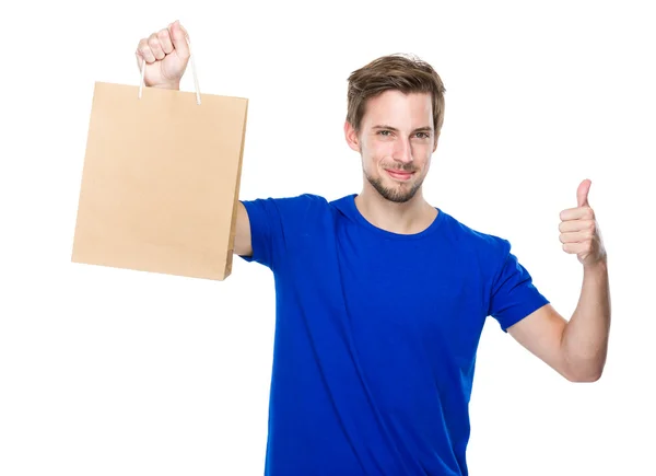 Homme avec sac à provisions — Photo