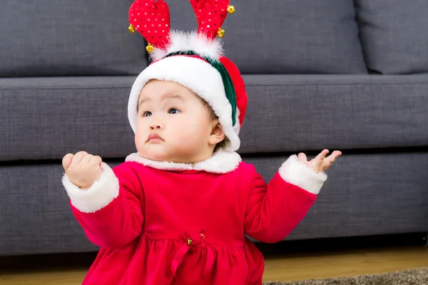 Baby girl with christmas costume — Stock Photo, Image