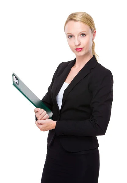 Businesswoman with clipboard — Stock Photo, Image