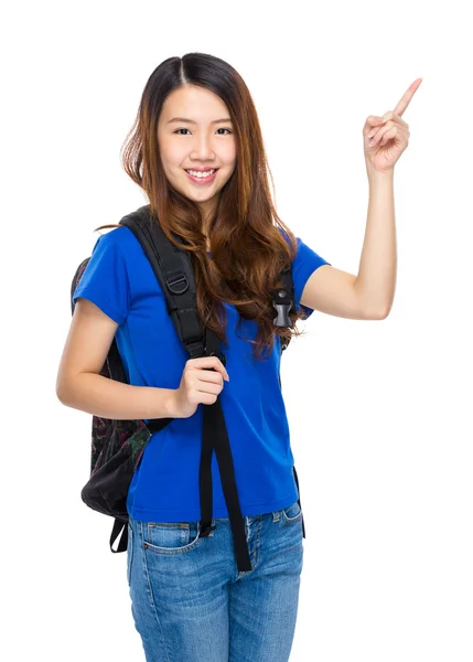 Kobieta studenta z plecaka — Zdjęcie stockowe