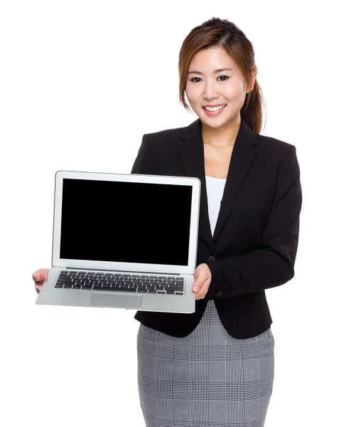 Businesswoman with laptop computer — Stock Photo, Image