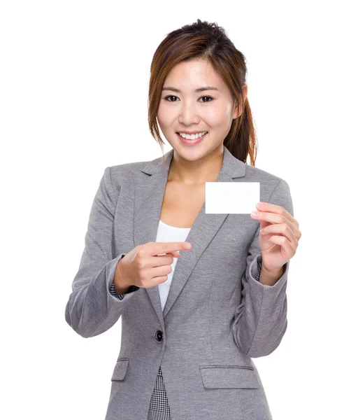 Businesswoman with namecard — Stock Photo, Image