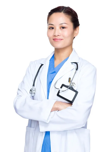 Female doctor with arms crossed — Stock Photo, Image