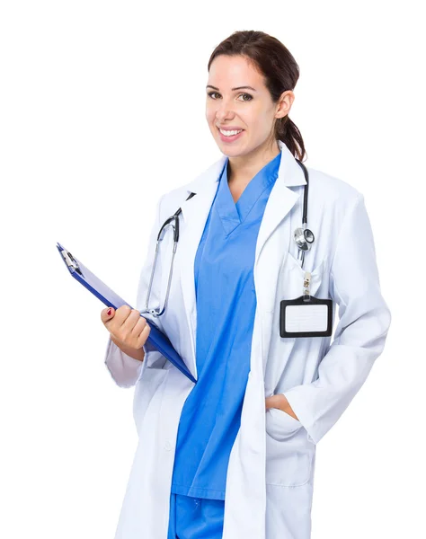 Female doctor with folder Royalty Free Stock Photos