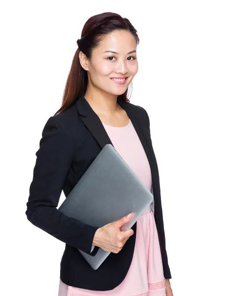 Asian businesswoman with laptop — Stock Photo, Image