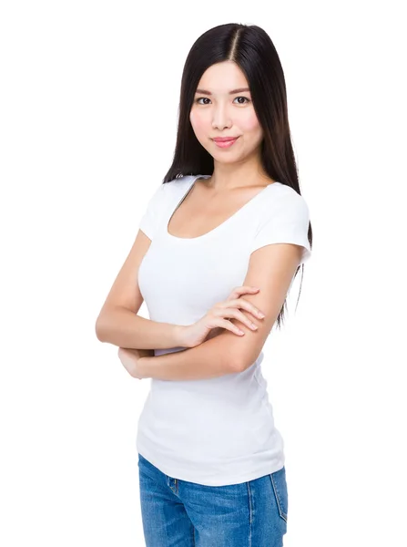 Woman with arms crossed — Stock Photo, Image