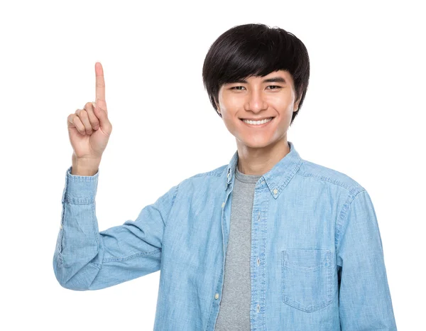 Mann mit erhobenem Zeigefinger — Stockfoto
