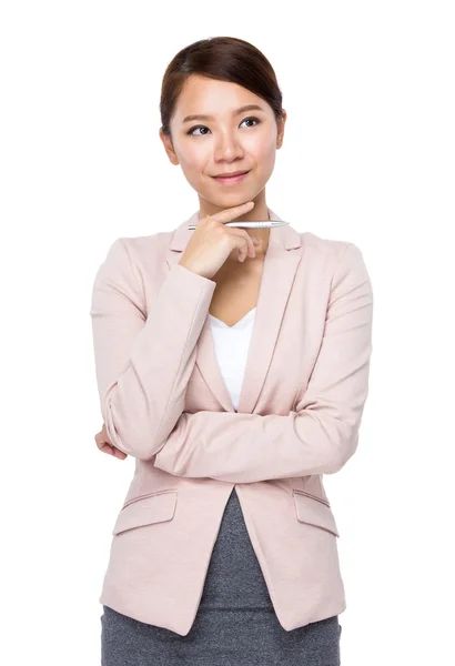 Businesswoman think of idea — Stock Photo, Image