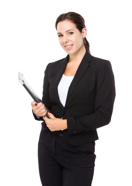 Businesswoman with laptop Royalty Free Stock Photos