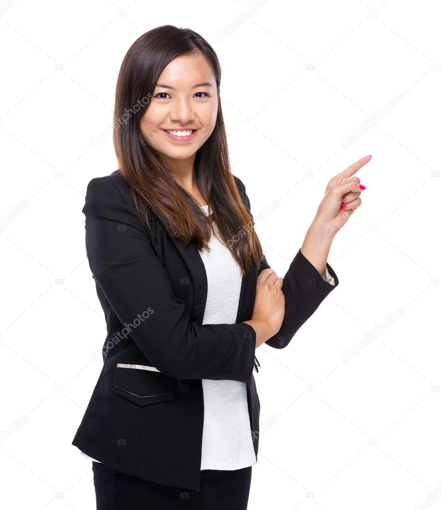 Businesswoman with finger point up