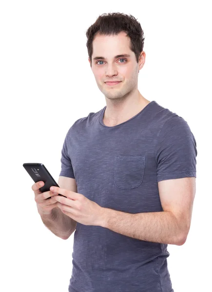 Muž používající mobilní telefon — Stock fotografie