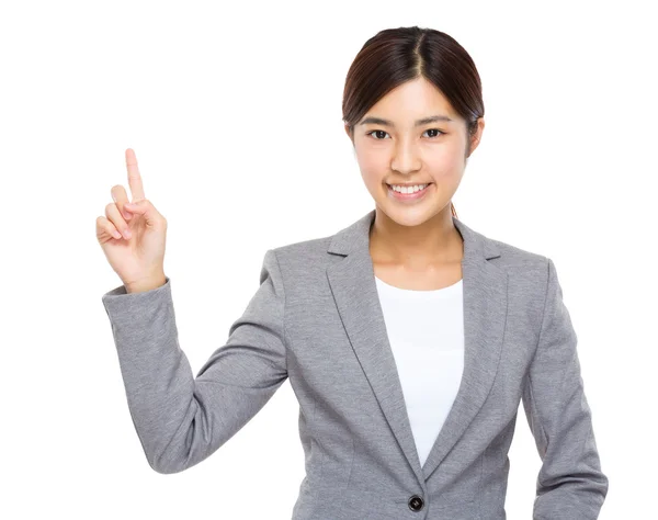 Businesswoman with finger point up — Stock Photo, Image