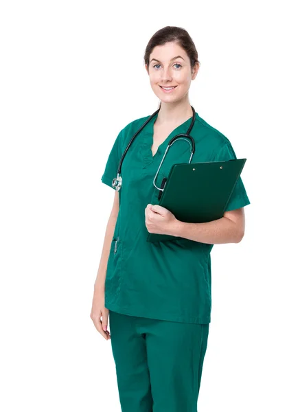 Female doctor with clipboard — Stock Photo, Image