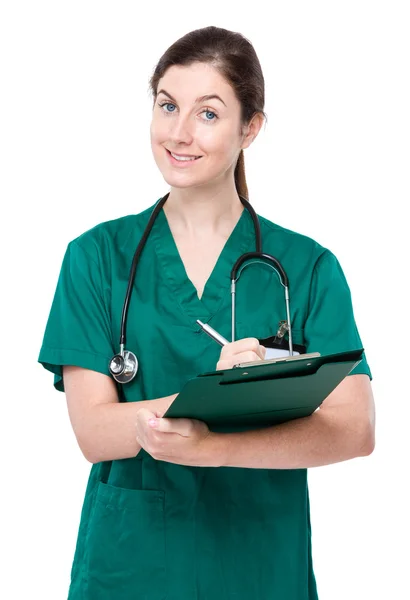 Female doctor write on clipboard — Stock Photo, Image