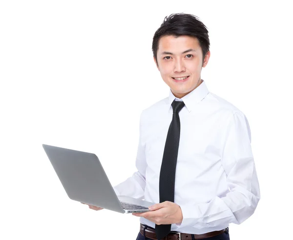 Businessman using notebook computer — Stock Photo, Image