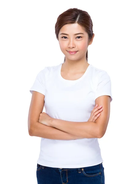 Young woman with arms crossed — Stock Photo, Image