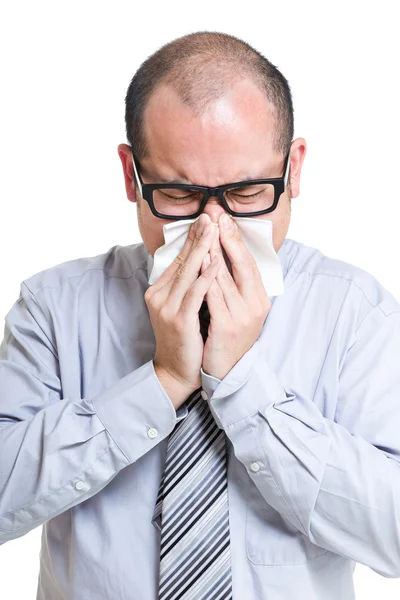 Businessman sneezing — Stock Photo, Image