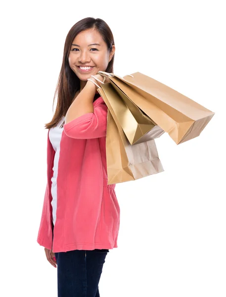 Donna con shopping bags — Foto Stock