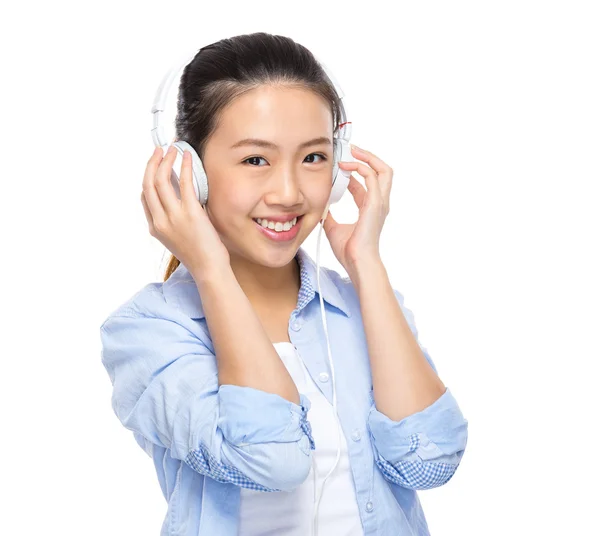 Woman with headphone — Stock Photo, Image